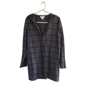 Style & Company  black and grey cotton tailored open cardigan hoodie sz small